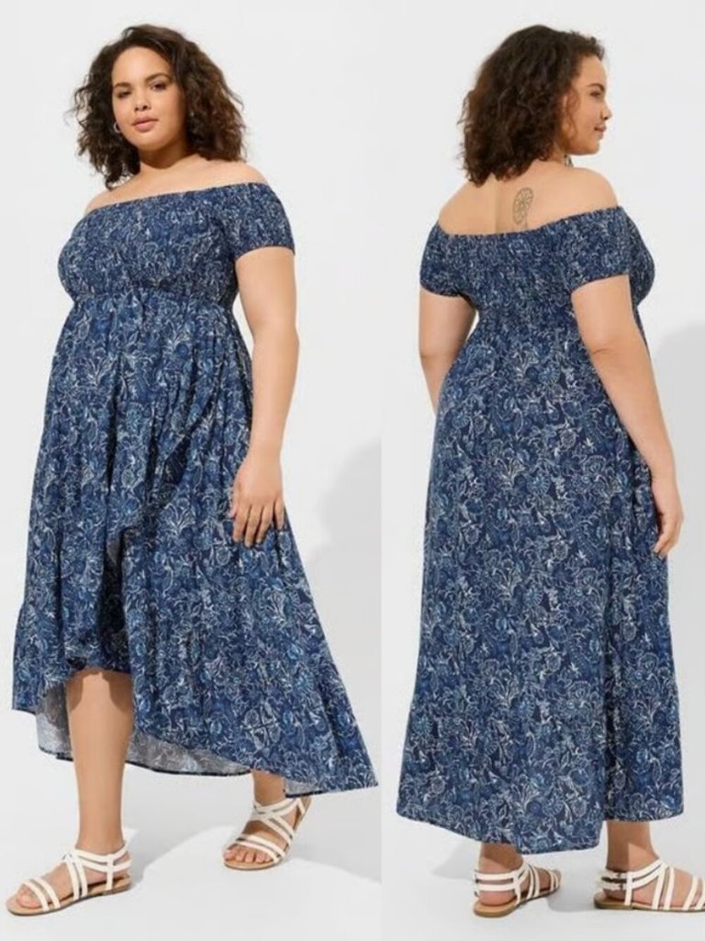 Torrid 0 Maxi Challis Off Shoulder Tulip Hem Dress Large 12